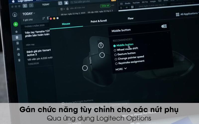 Cài đặt nút gán chức năng - Chuột không dây Logitech MX Master 3 Đen