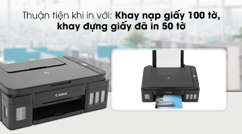 Khay nạp giấy 100 tờ - Máy in phun màu Canon Pixma G3010 - in phun mực liên tục, copy, scan, Wifi