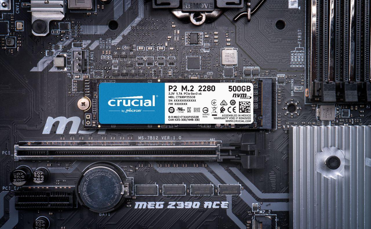 SSD Crucial P2 500GB NVMe 3D-NAND M.2 PCIe Gen3 x4 CT500P2SSD8