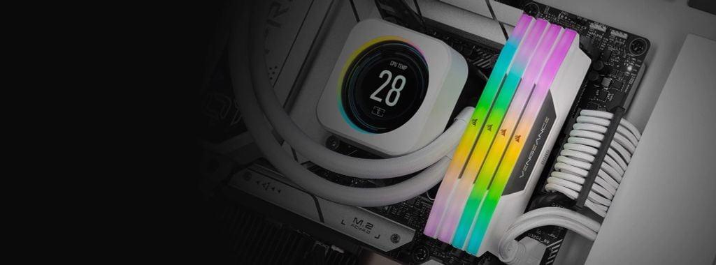 GEARVN - Ram Corsair Vengeance RGB 32GB (2x16GB) 5600 DDR5 White