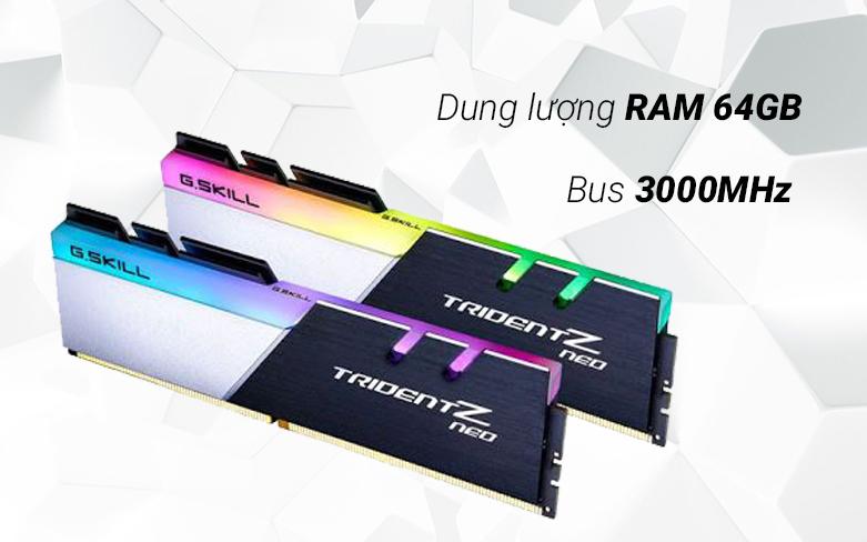 RAM G.Skill Trident Z Neo 64GB (2x32GB) DDR4 3600MHz (F4-3600C18D-64GTZN) | Dung lượng RAM 64GB, bus 3000MHz