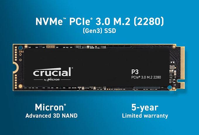 Ổ cứng SSD Crucial P3 1TB NVMe 3D-NAND M.2 PCIe Gen3 x4 (CT1000P3SSD8)