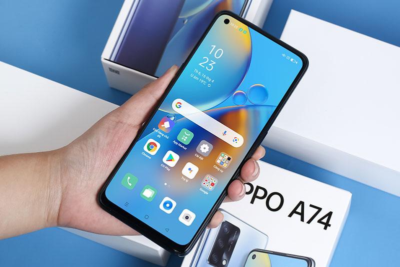 OPPO A74 | Trang bị màn hình đục lỗ AMOLED với màu sắc tươi tắn, hài hòa